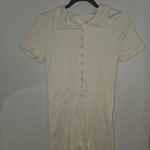 Elegant Cream Button-Up Jumpsuit